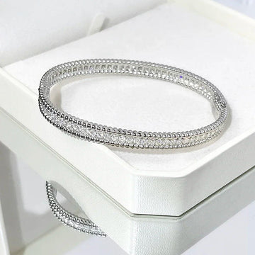 Luxury 18KGP D Color VVS1 Full 2mm Moissanite Diamonds Tennis Bangle Bracelets For Women, Silver Diamond Bracelets - The Jewellery Supermarket